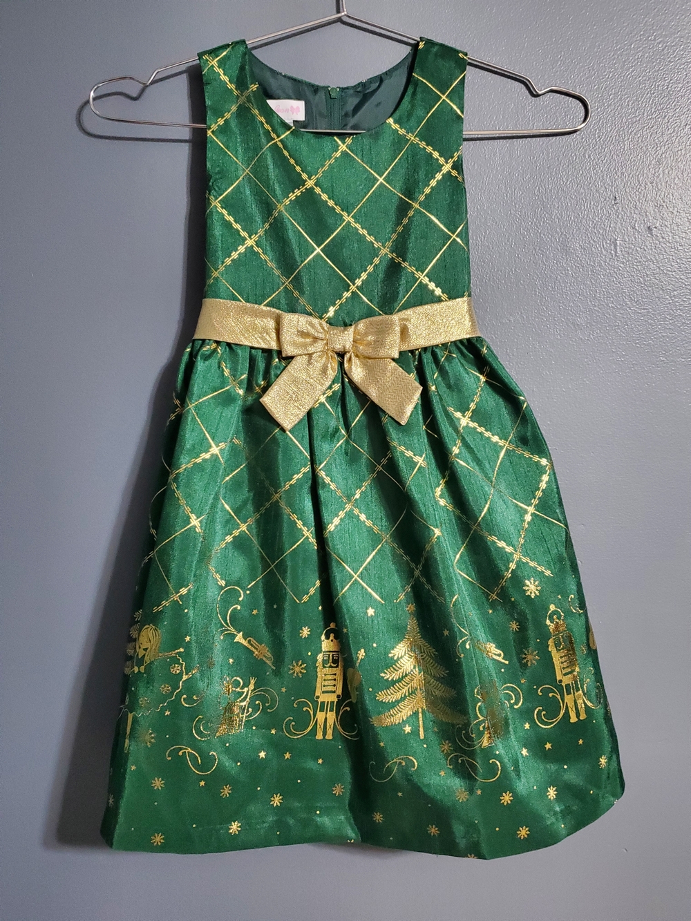 Bonnie Jean Green and Gold Nutcracker Holiday Dress Size 6x